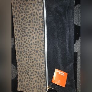 Leopard Print and Black Clutch